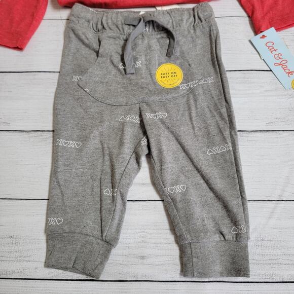 Cat & Jack Valentine's Day 'Love' Long Sleeve Shirt & Fleece Jogger Pant Set 12M - Picture 3 of 6
